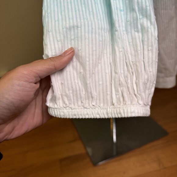 Chico’s Ombre Tunic Top White Aqua Sz 2 EUC Ruffle Resort Wear Coastal Cruise - Picture 14 of 16